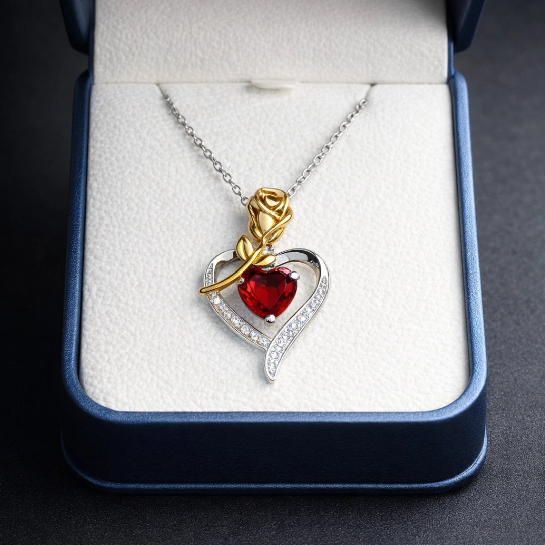 Collar Corazón  Rosa Eterna