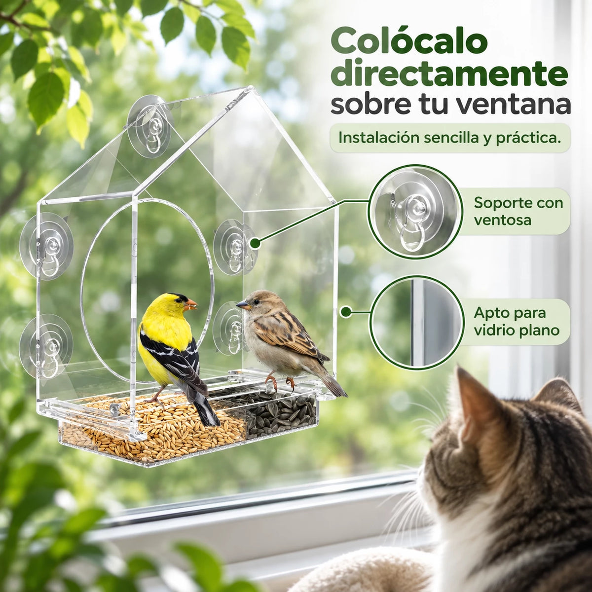 🐦BirdView Pro™ Comedero para Pájaros Transparente