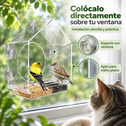 🐦BirdView Pro™ Comedero para Pájaros Transparente