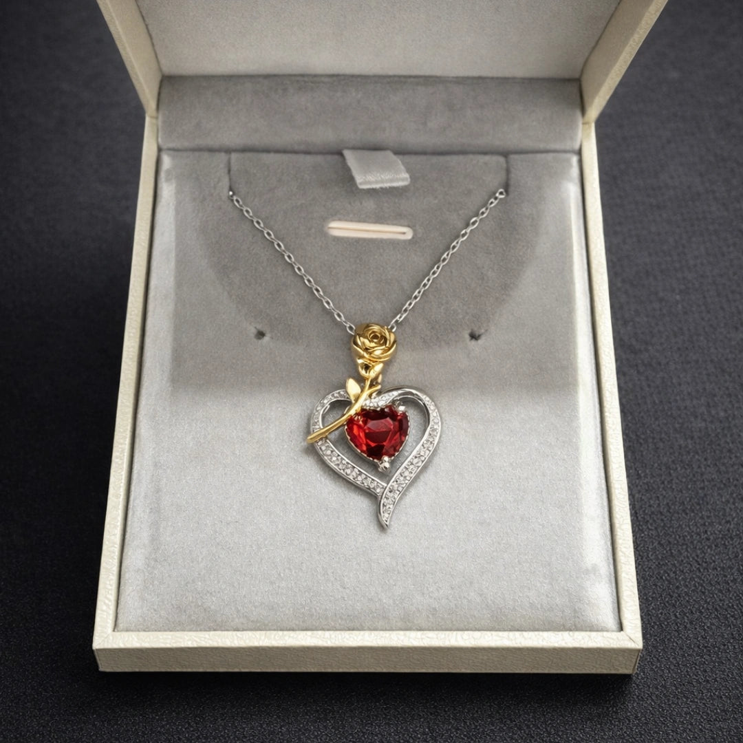 Collar Corazón  Rosa Eterna